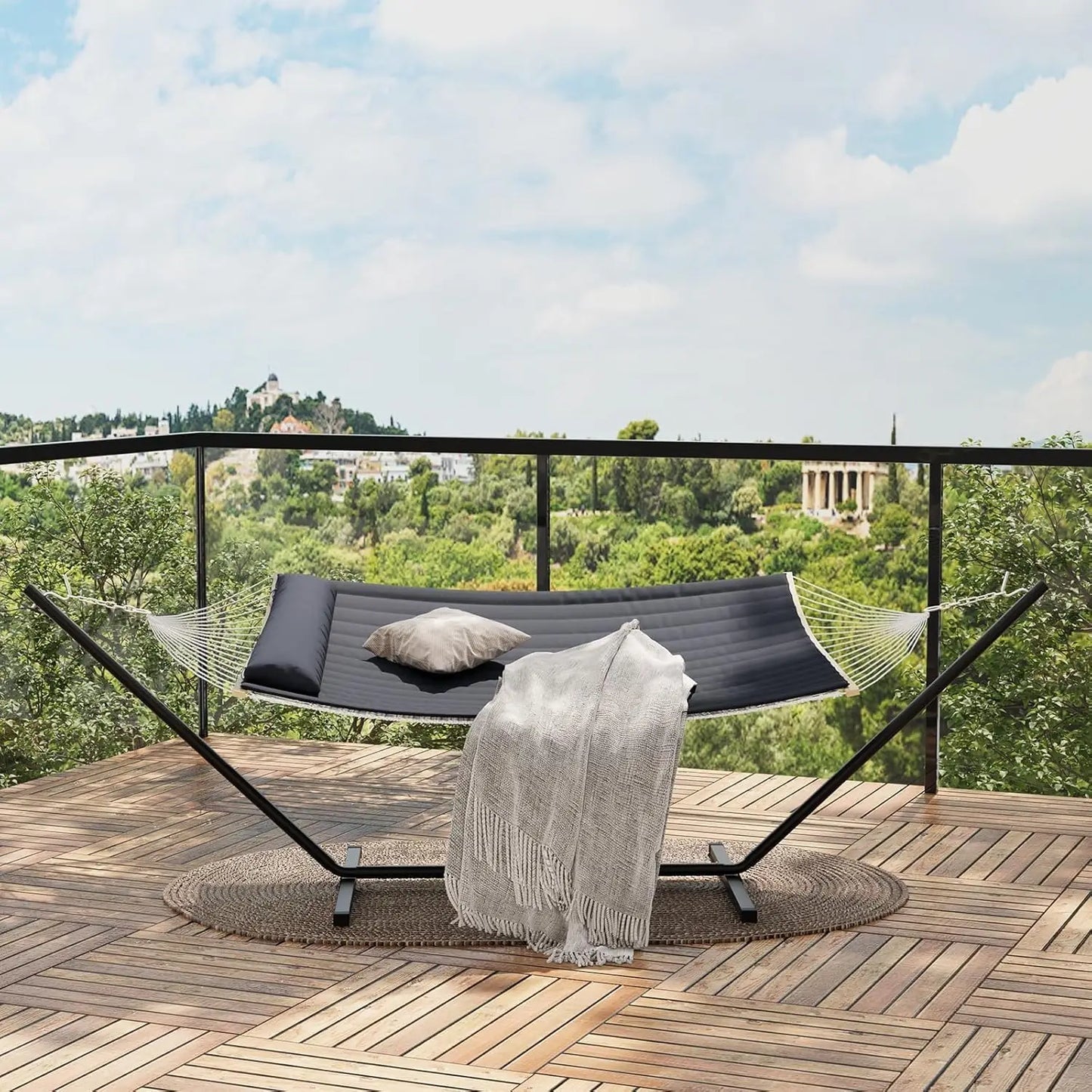 HiMISS Portable Double Hammock With Stand For Outdoor Patio Garden