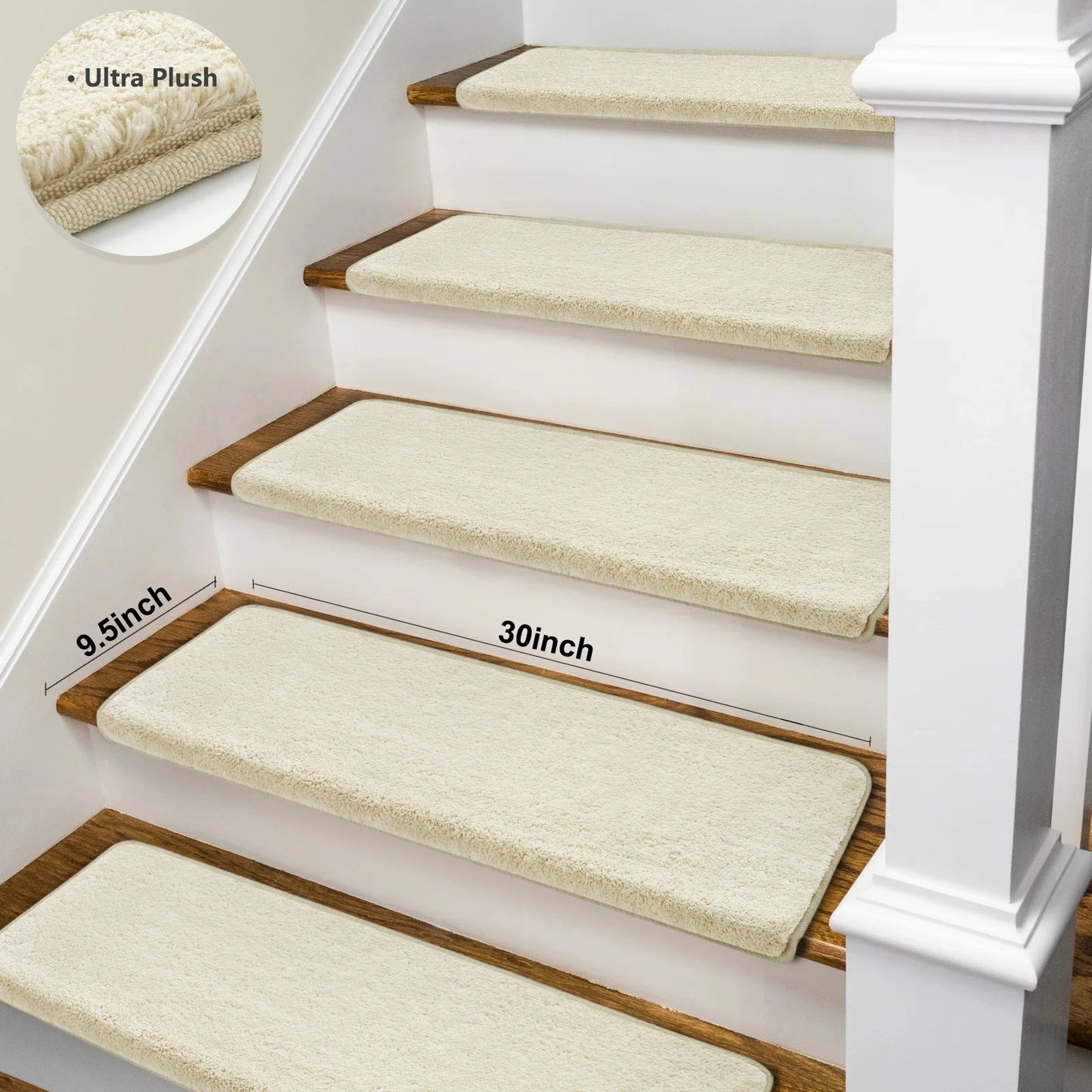 Bullnose Non Slip Stair Treads Self Adhesive Carpet Mats
