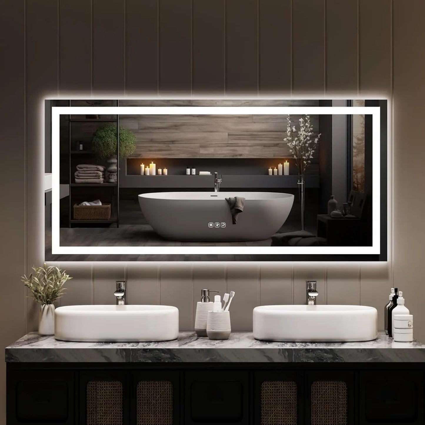 TWISTER.CK LED Bathroom Mirror With Memory Front And Back Lighting