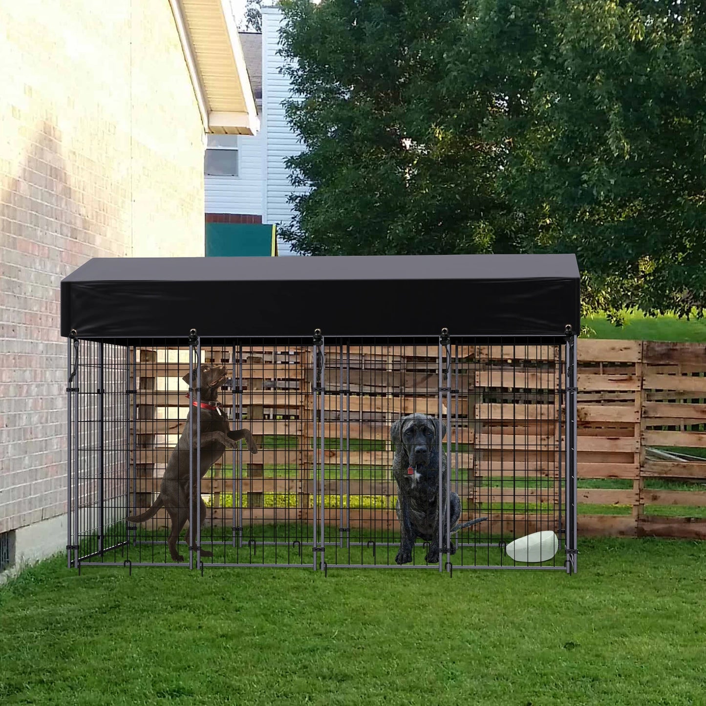 BINGOPAW Large Dog Kennel Welded Wire Crate With UV Cover