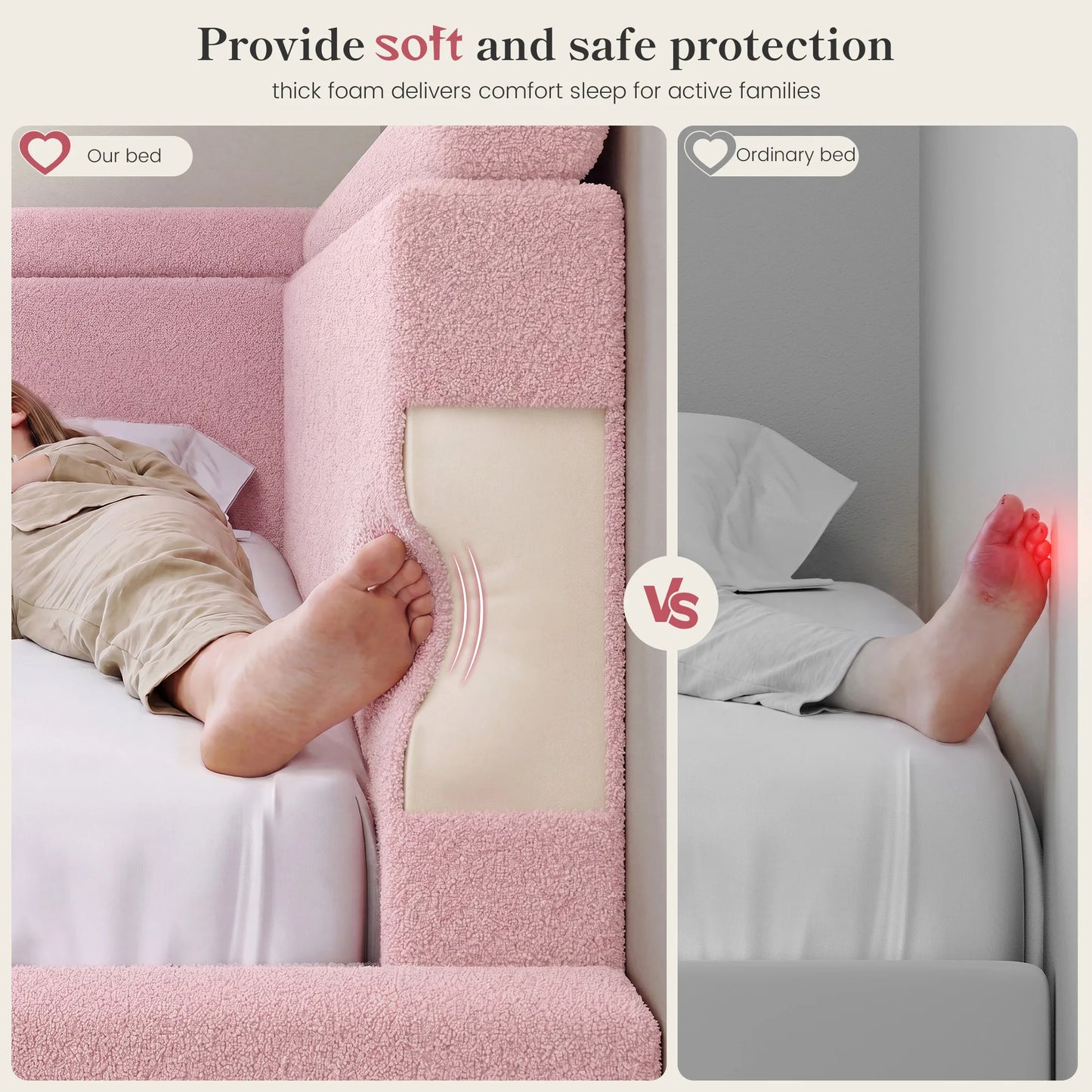 EnHomee L Shaped Cloud Bed Frame Anti Collision Foam Padding