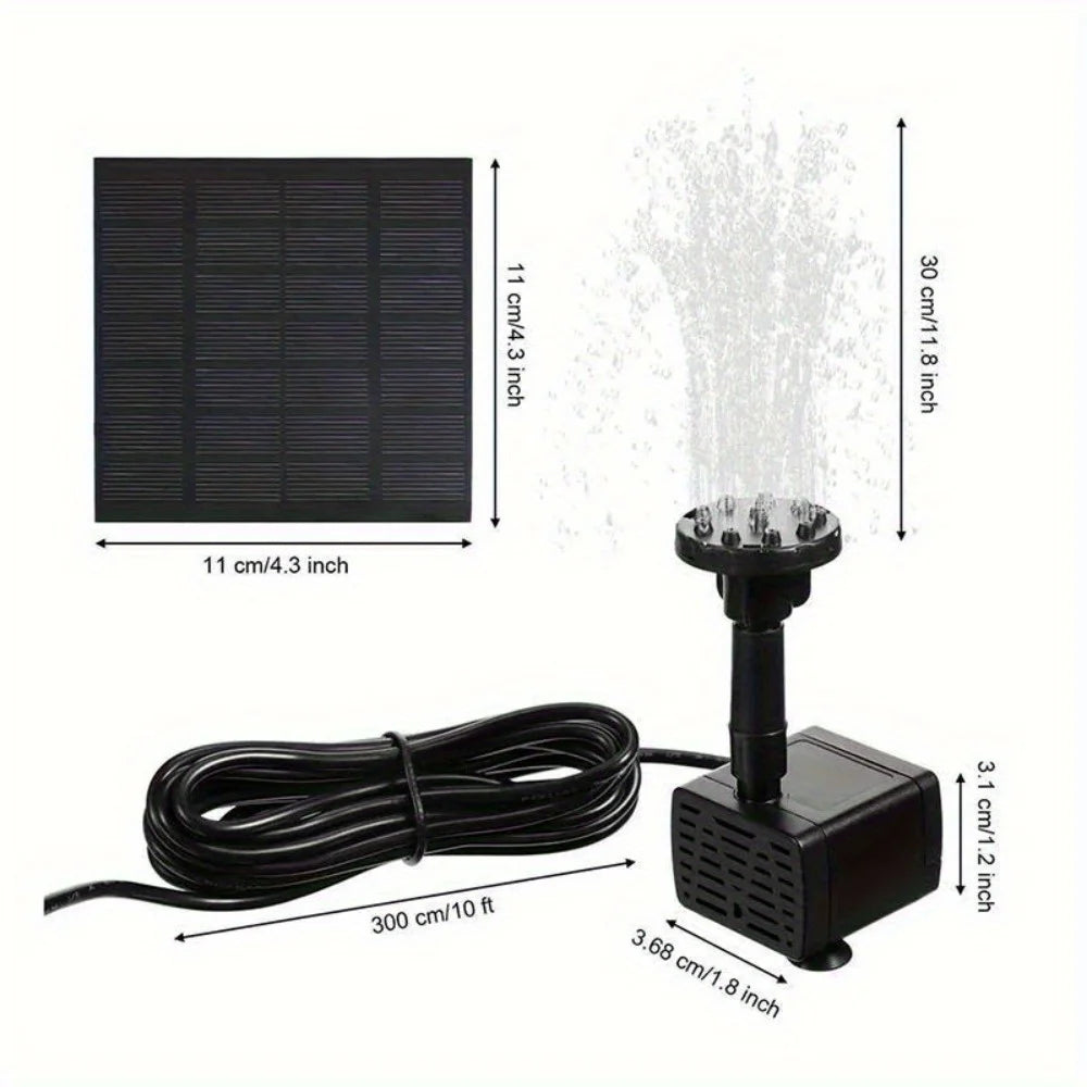 Solar Floating Fountain Pump With Six Nozzles For Bird Baths And Pools