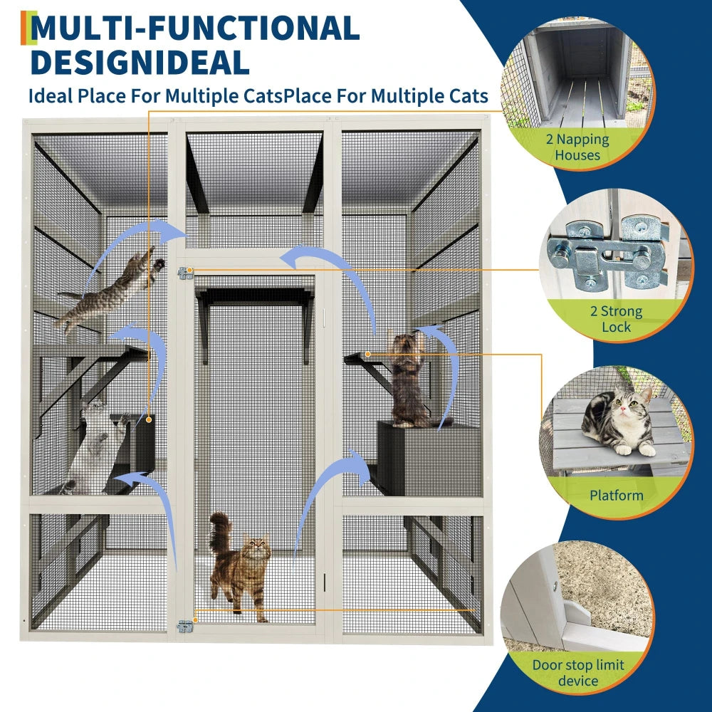 HiMISS Waterproof Walk-In Cat Enclosure Catio Multi-Platform