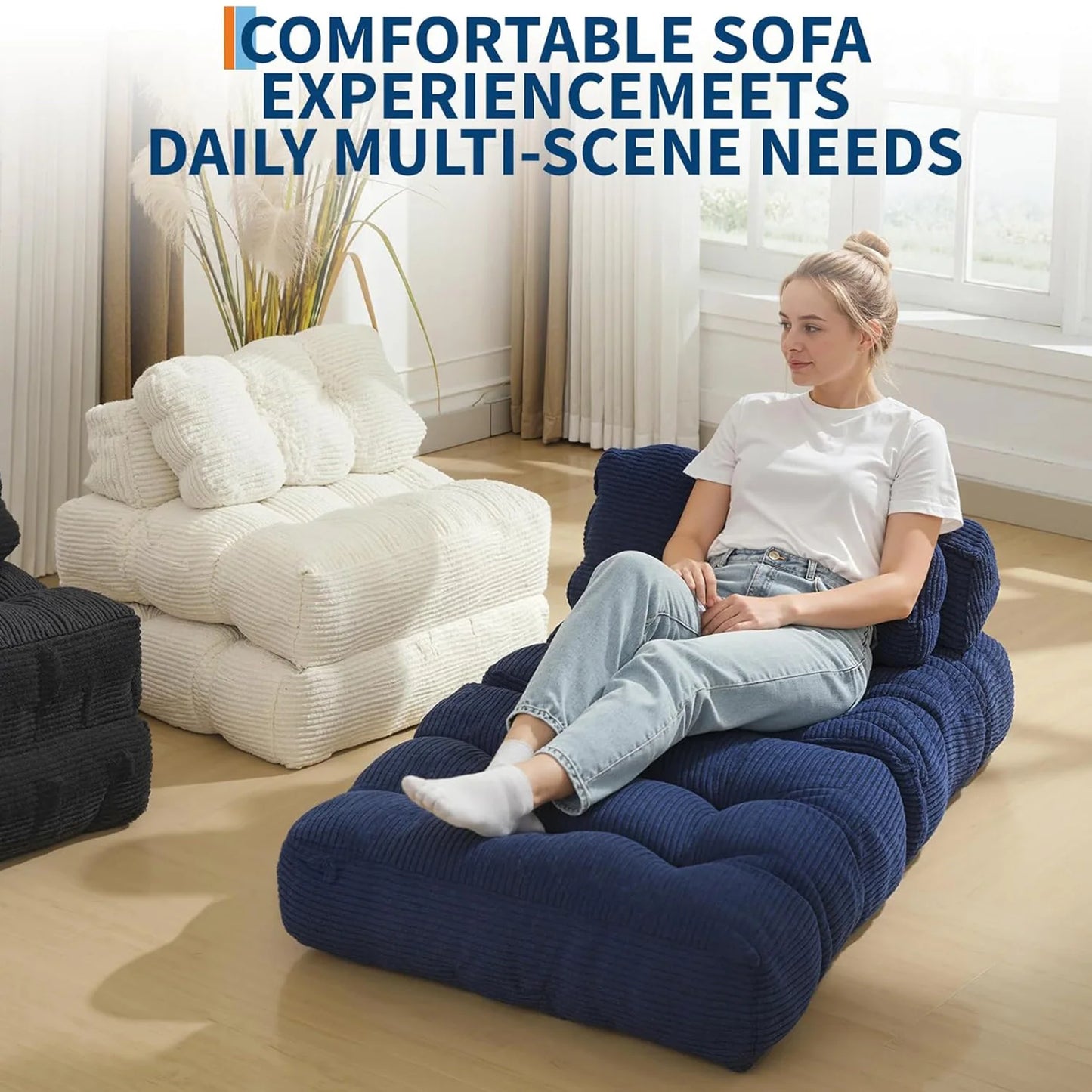 HiMISS Folding Sofa Bed Convertible Sleeper Chair with Side Pocket