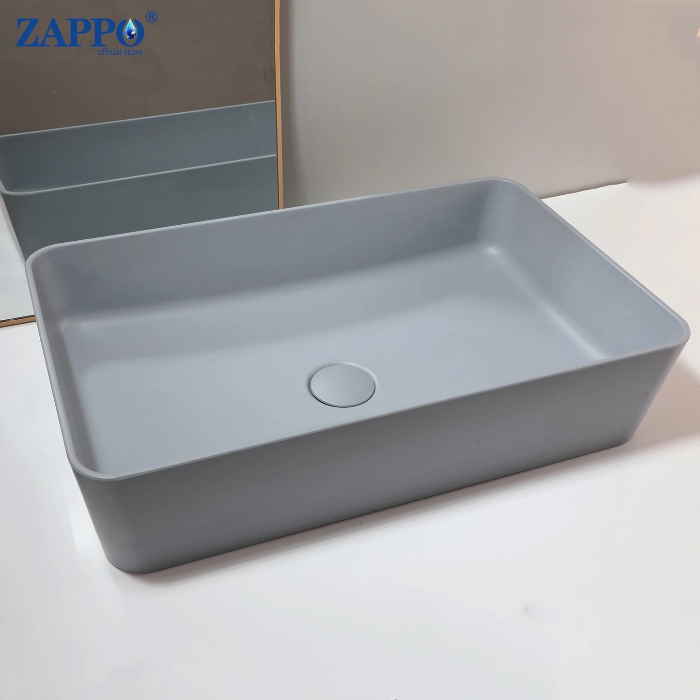 Mekkhal Stone Resin Above Counter Vessel Sink With Drain