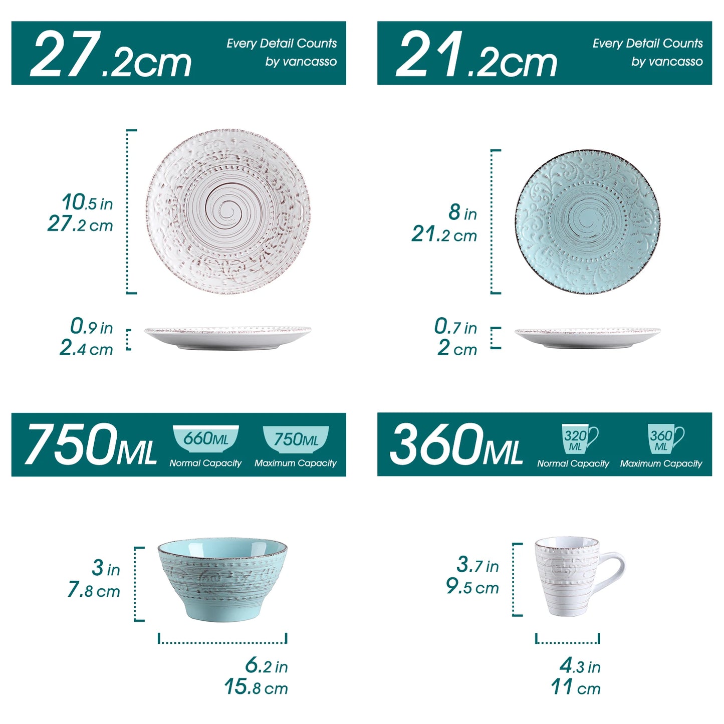 Malacasa Premium Ceramic Dinnerware Set With Plates And Bowls