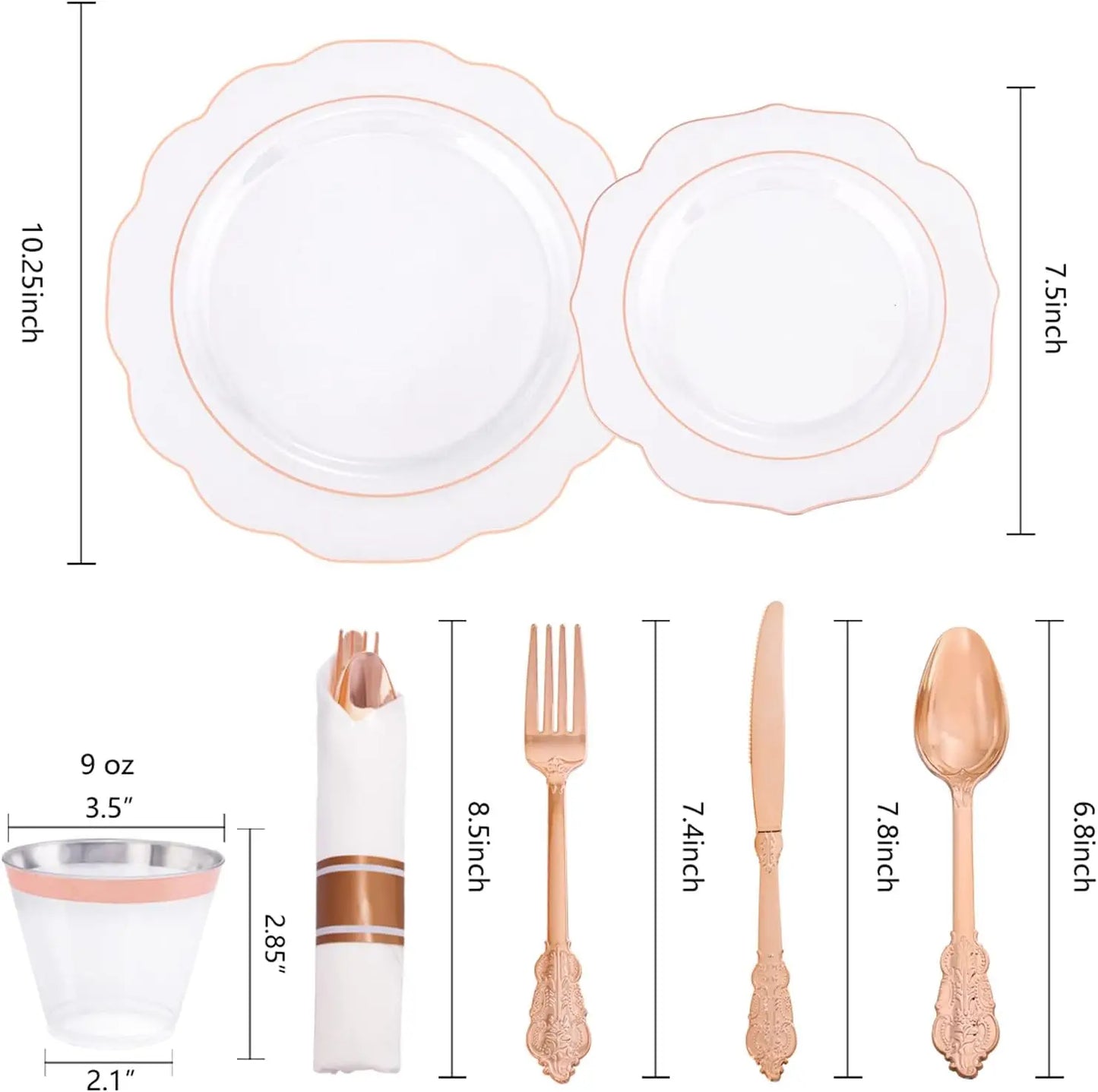 Disposable Dinnerware Set 350Pcs Plates Cups Napkins Cutlery Party