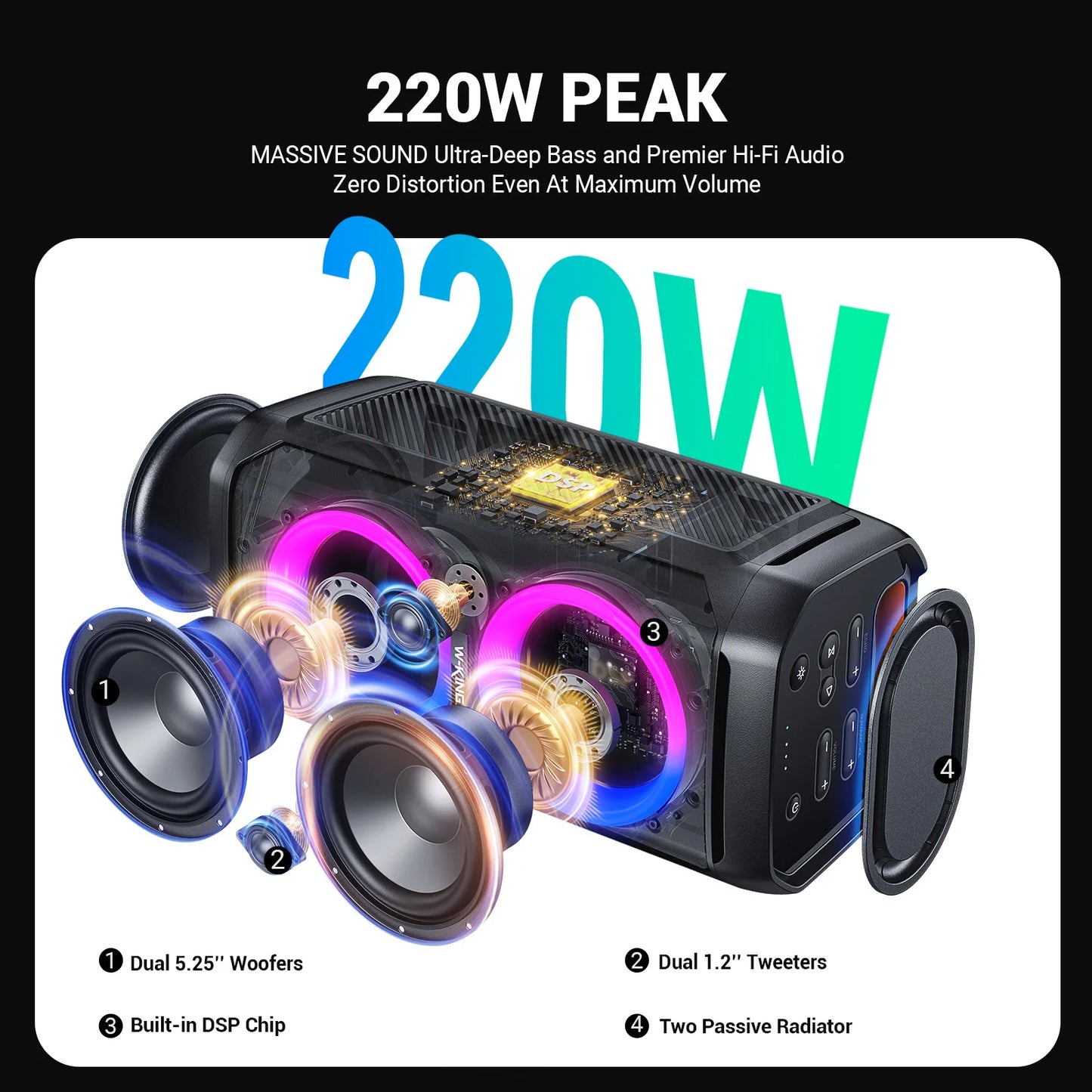 W-KING Wireless Bluetooth Speaker With Deep Bass And Waterproof Design