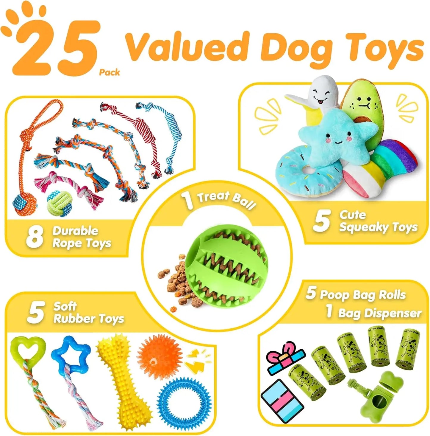 Zea Luxury Dog Chew Toys Kit With Ropes Squeaky Ball