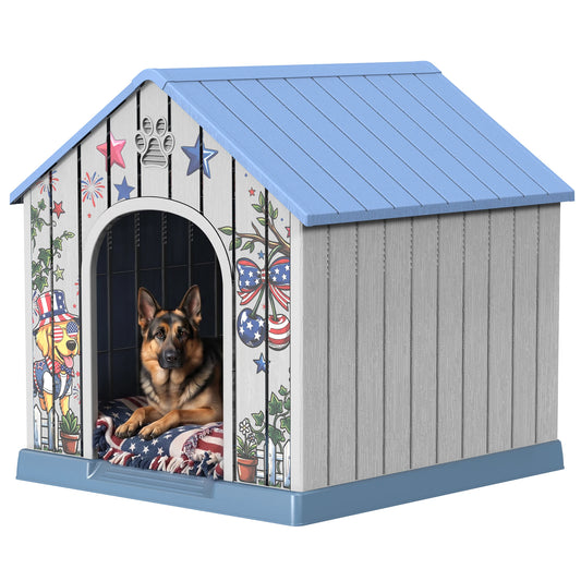 Weatherproof Plastic Outdoor Dog House With Spacious Interior