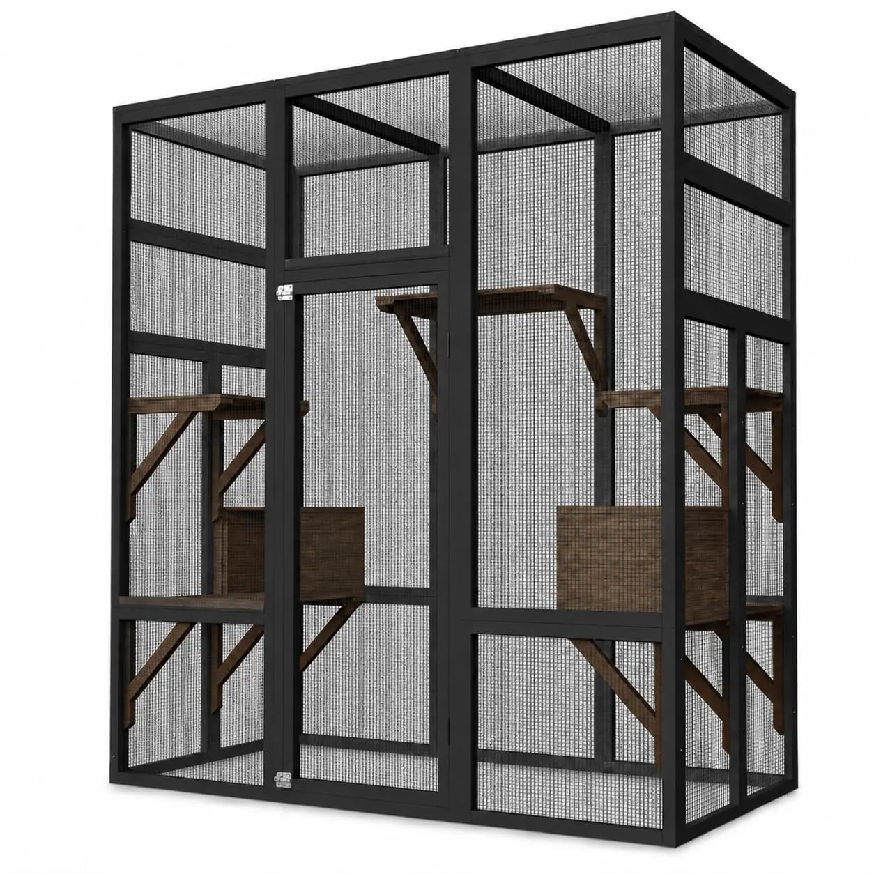 HiMISS Wooden Outdoor Catio Cat Enclosure With Five Platforms