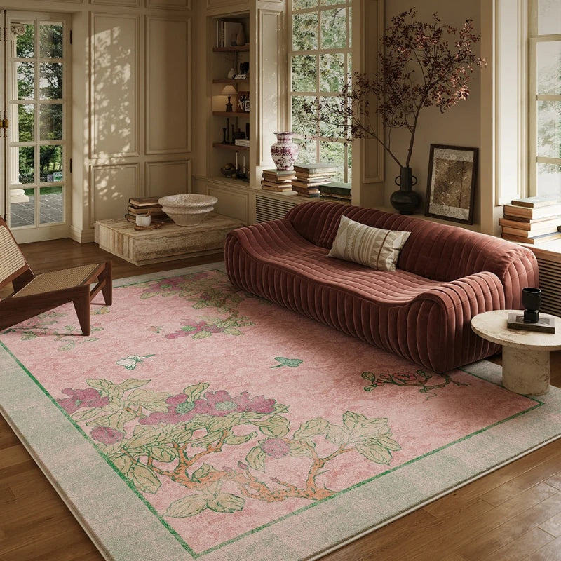 French Style Plush Floral Pattern Area Rug For Living Room Decor