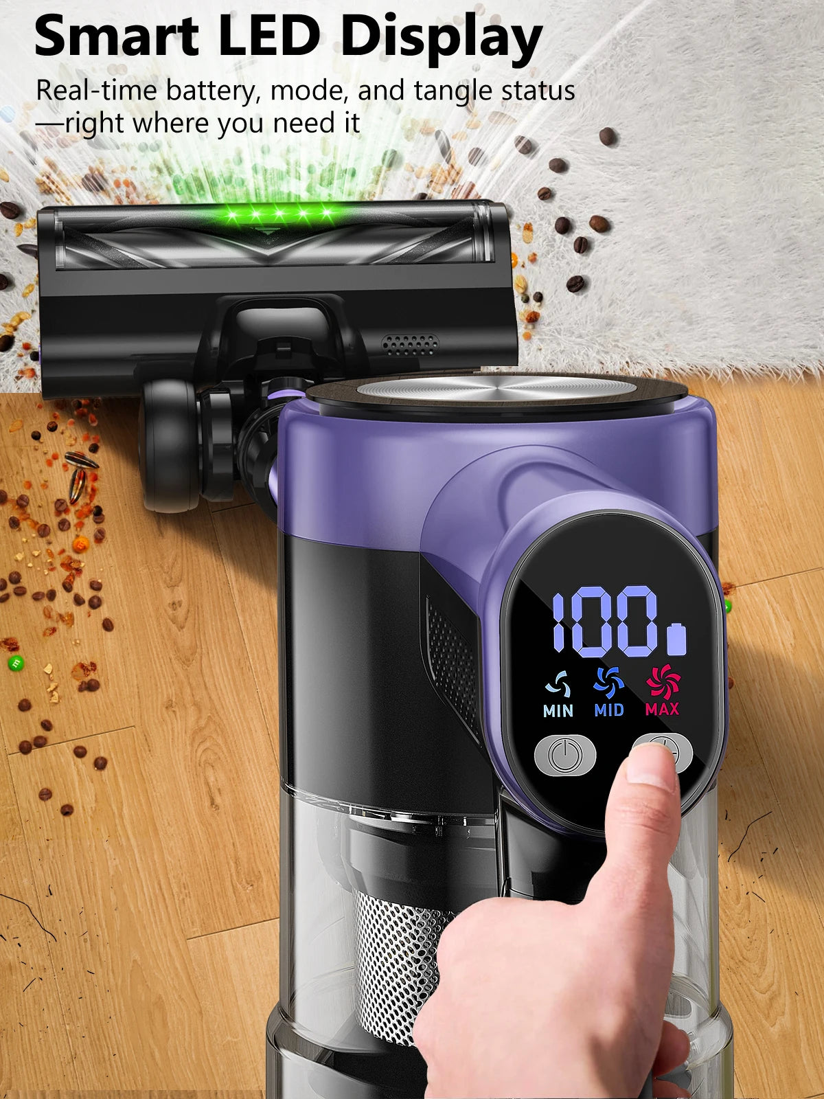 SUXIANGVAC 500W Cordless Vacuum Cleaner With Smart LED Display