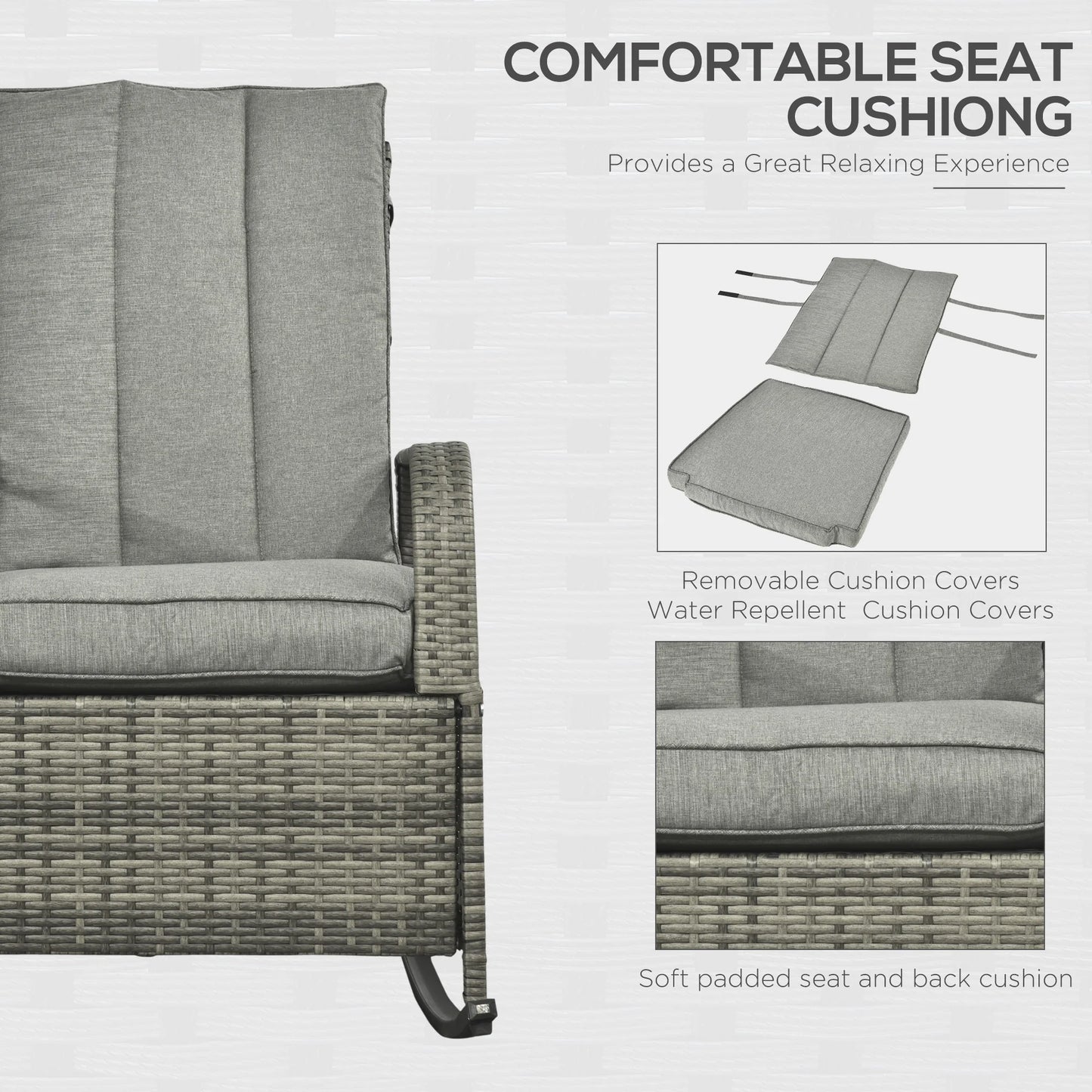 Outsunn Adjustable Wicker Sun Lounger Outdoor Recliner Chair