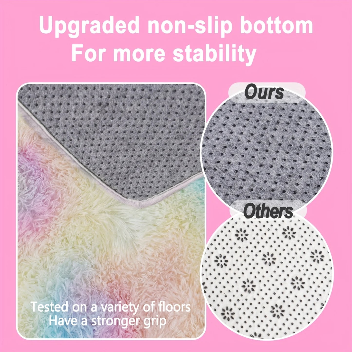 Shaggy Tie-Dye Rainbow Rug Non-Slip Plush Carpet For Living Room