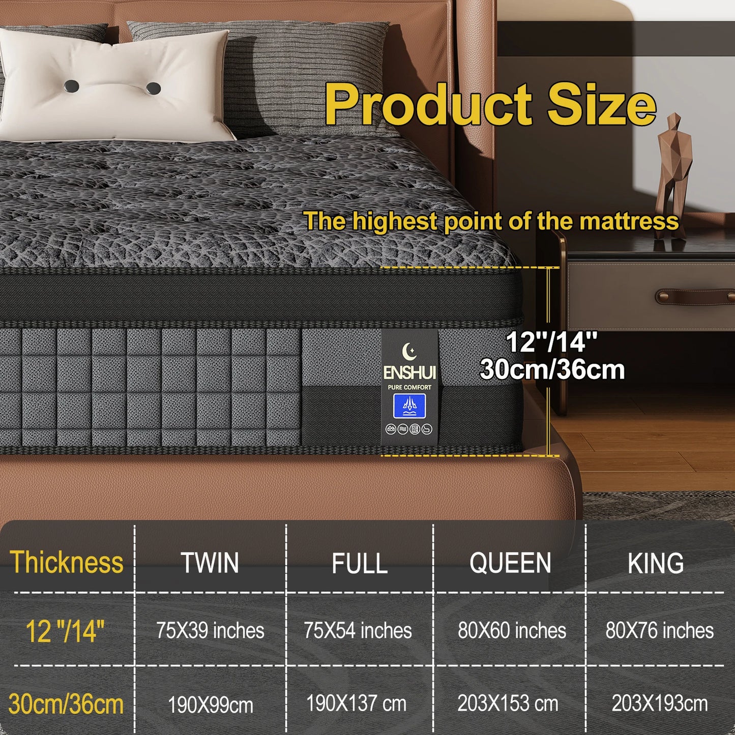 Memory Foam Gel Mattress For Back Pain Relief Orthopedic Support