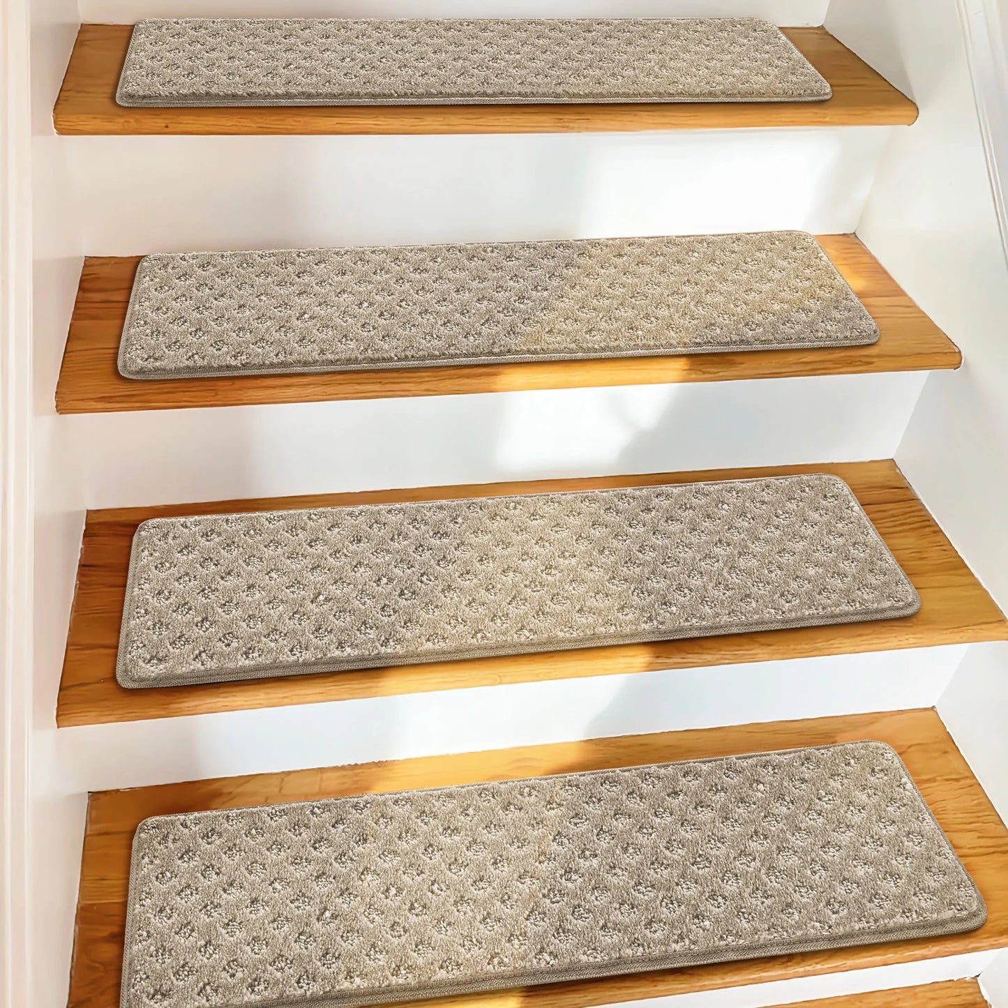 Luxury Carpet Stair Treads – Tape Free Non-Slip Indoor Stair Protectors, Pet-Friendly, Skid Resistant, Washable & Reusable