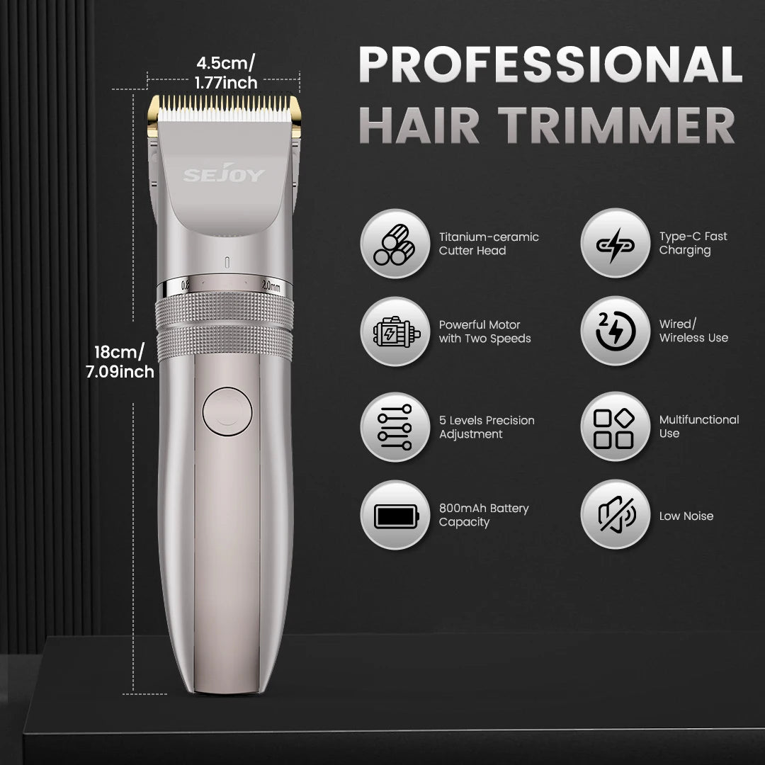 Pet Hair Clipper Kit With Ceramic Blades Cordless Rechargeable Grooming