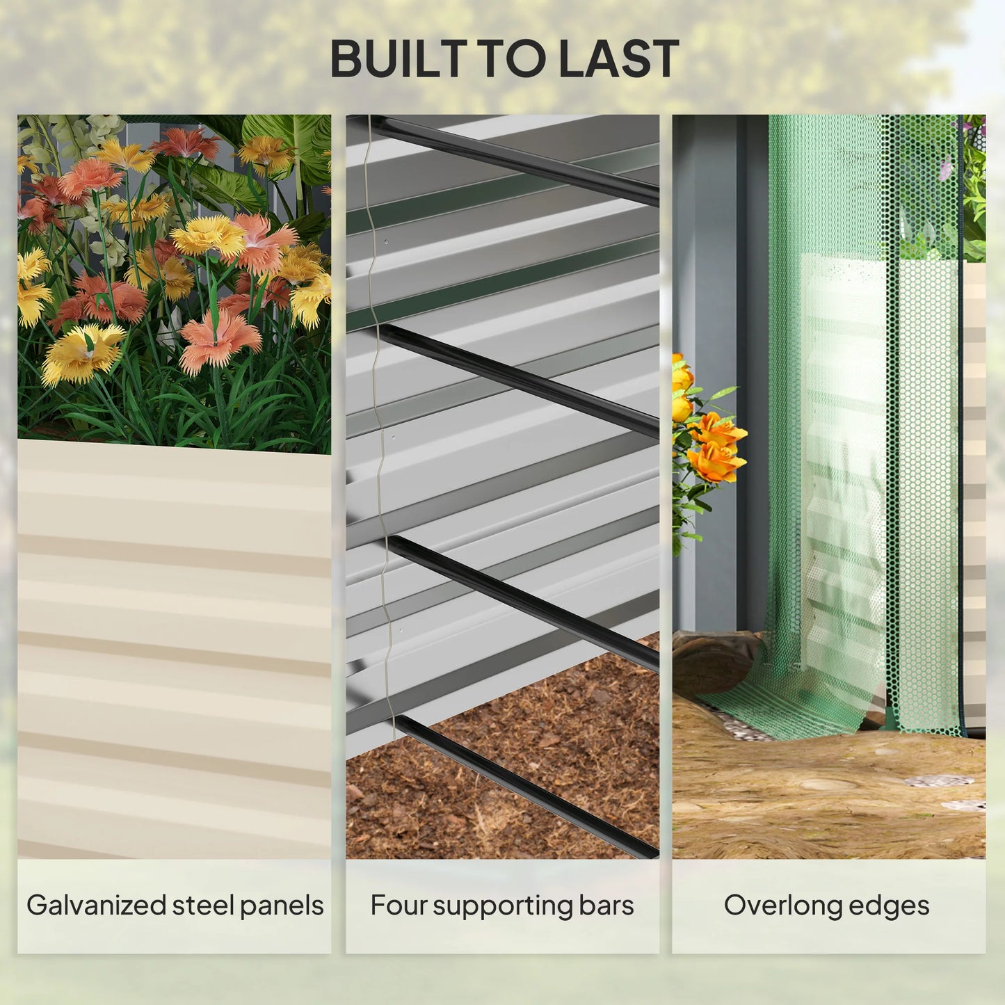 Galvanized Raised Garden Bed With Crop Cage And Shade Cover